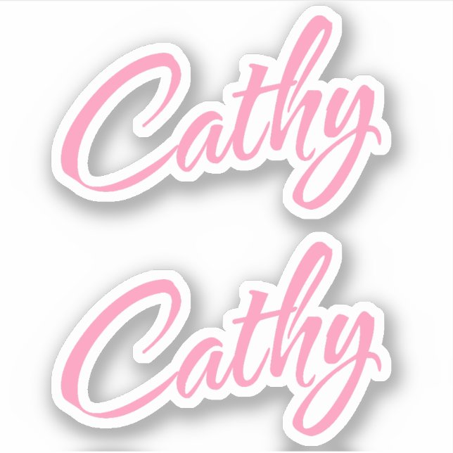 Sticker Cathy Nom décoratif en rose x2 (Devant)