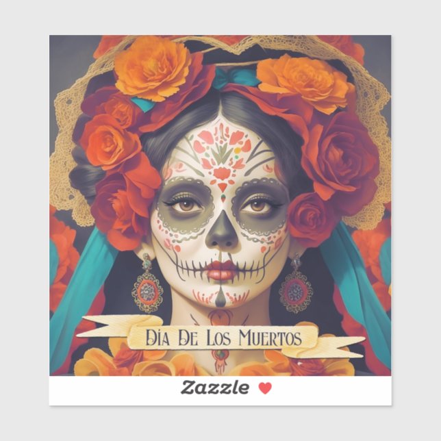 Sticker Catrina Day Of Dead 1 Avec Texte (Feuille)