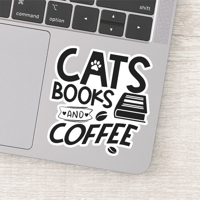 Sticker Cats Livres Coffee Typography Citation Vocabulaire (Détail)