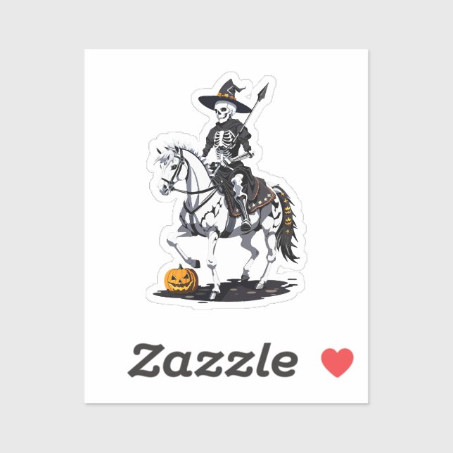 Sticker Cavalier de cheval squelette - Squelette d'Hallowe (Feuille)