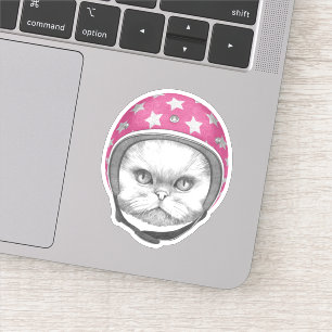 Sticker Cavalier de moto de chat persan