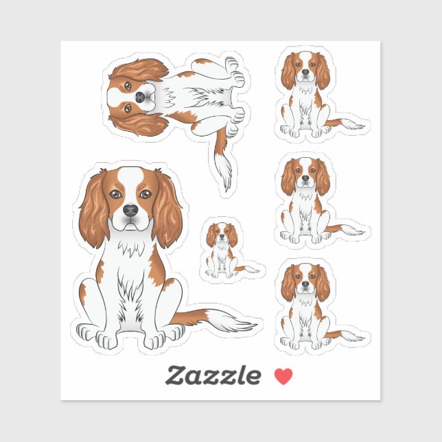 Sticker Cavalier King Charles Spaniel Blenheim Chien Assis (Feuille)