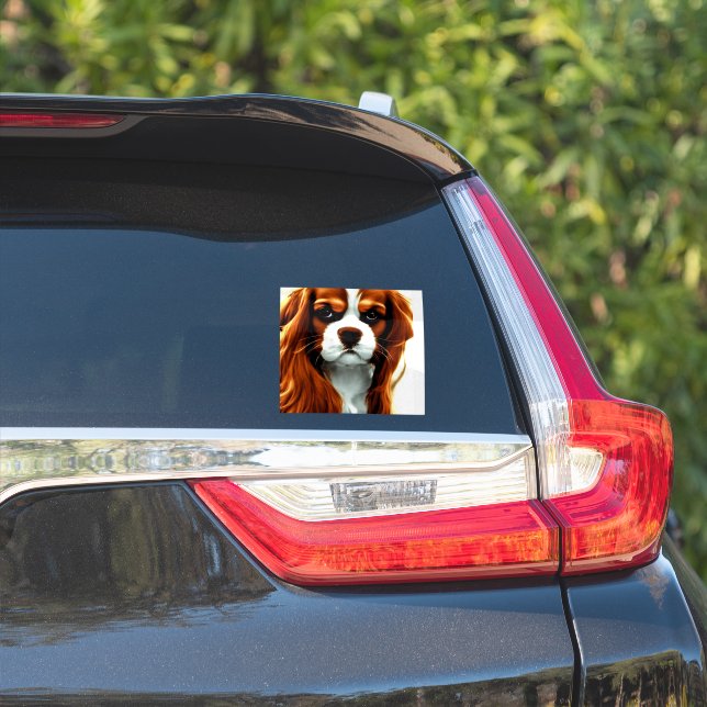Sticker cavalier roi charles spaniel blenheim anime (Côté voiture)