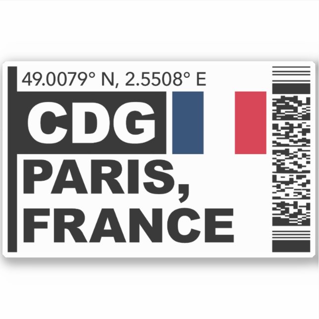 Sticker CDG Paris Boarding Pass - France Travel (Devant)
