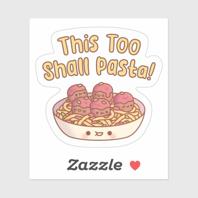 Sticker Ce Aussi Pasta Spaghetti Et Boulettes De Viandes (Feuille)