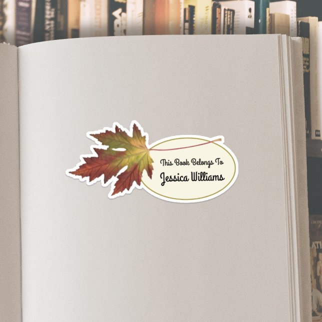 Sticker Ce Livre Appartient À Fall Leaf Bookplate Étiquett (This Book Belongs To Fall Leaf Bookplate Label)