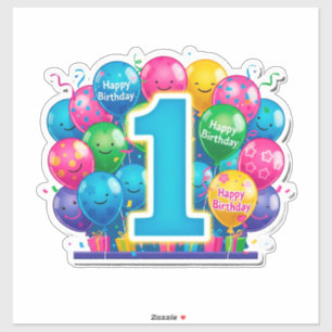 Sticker Célébration colorée du 1er anniversaire avec des b