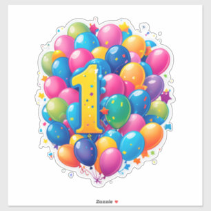 Sticker Célébration colorée du 1er anniversaire avec des b