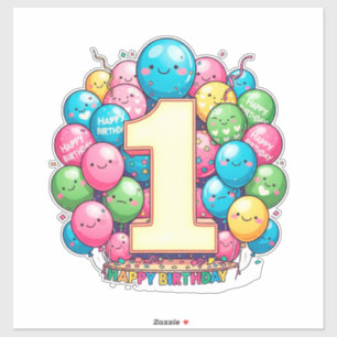 Sticker Célébration colorée du 1er anniversaire avec des b