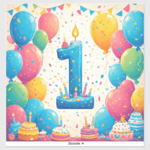 Sticker Célébration colorée du 1er anniversaire avec des b