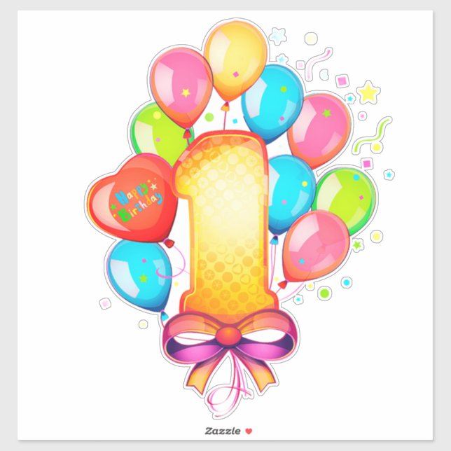 Sticker Célébration colorée du premier anniversaire  (Feuille)