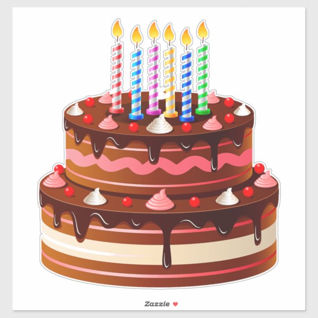 Sticker Célébration d'anniversaire avec un délicieux gâtea (Feuille)