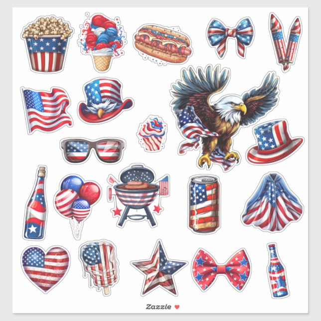 Sticker Célébration festive du 4 juillet (Feuille)