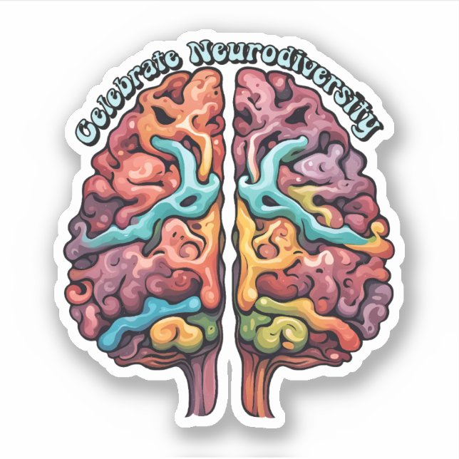 Sticker Célébrer la neurodiversité Cerveau coloré (Devant)