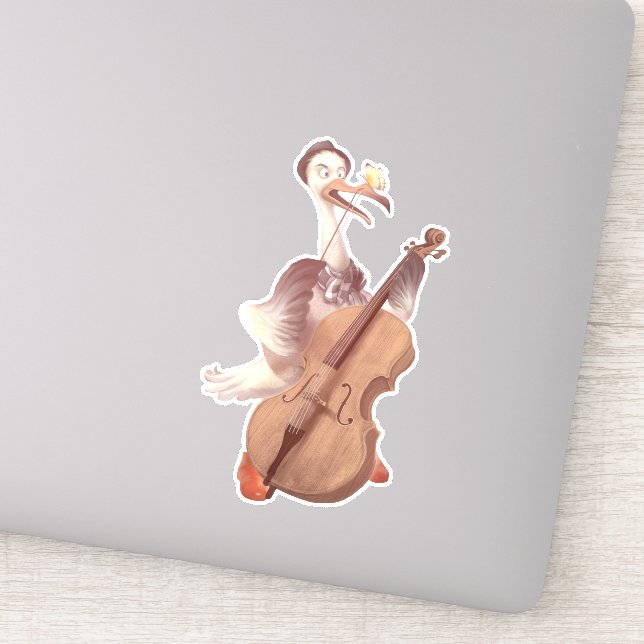 Sticker Cello Stork : Animal de musique classique dans la  (Détail)