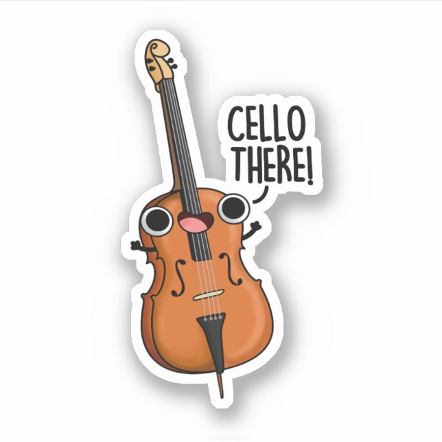 Sticker Cello There Cute Music Pun (Devant)