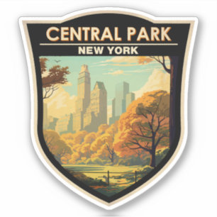 Sticker Central Park New York Travel Art Vintage