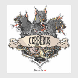 Sticker Cerberus Hellhound et serpent
