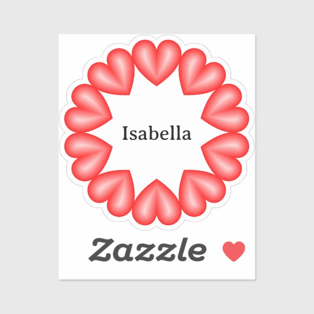 Sticker Cercle avec coeur et nom personnalisable (Feuille)