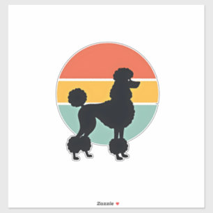 Sticker Cercle de silhouette de chien rétro coucher de sol