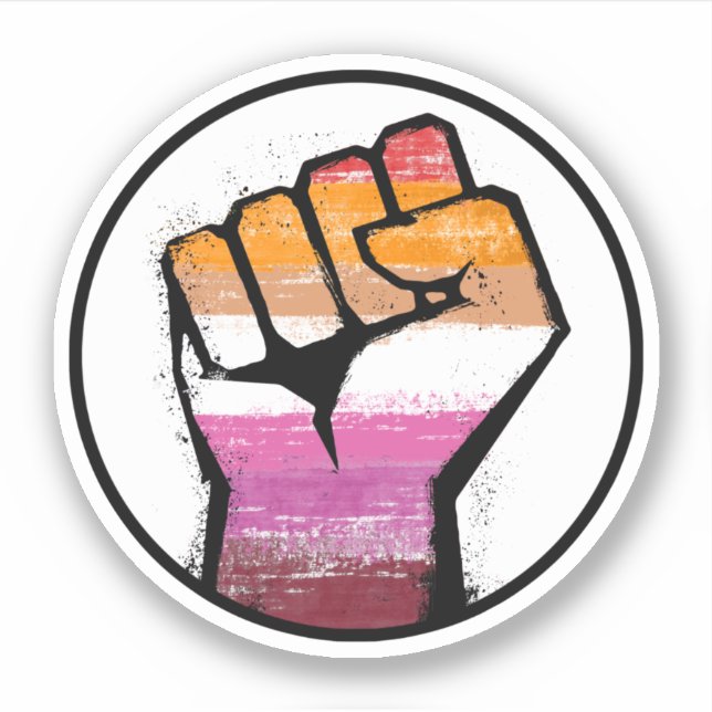 Sticker Cercle du poing de la fierté lesbienne (Devant)