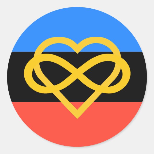 Sticker Cercle Polyamory Pride (Coeur Infini) (Devant)