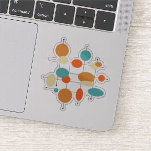 Sticker Cercles orange turquoise milieu du siècle moderne