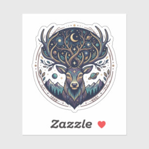 Sticker Cerf Céleste Lune Mystique & Art Stellaire