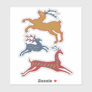 Sticker Cerf d'art folklorique américain vintage de couleu