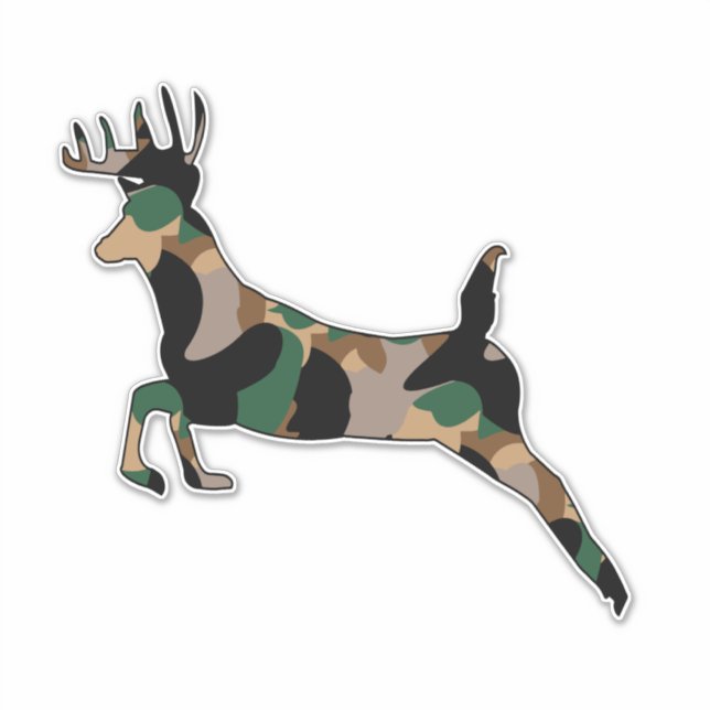 Sticker Cerf, faune, butin, Camo Reindeer, (Devant)
