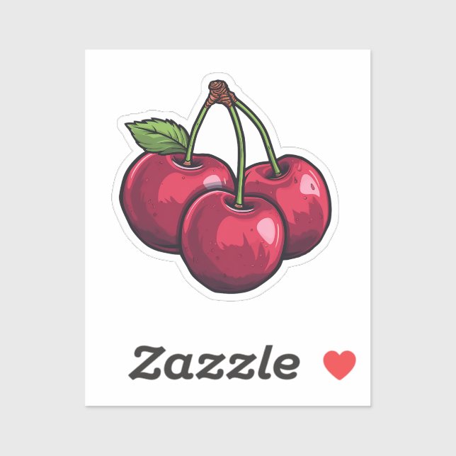 Sticker Cerise de dessin animé (Feuille)
