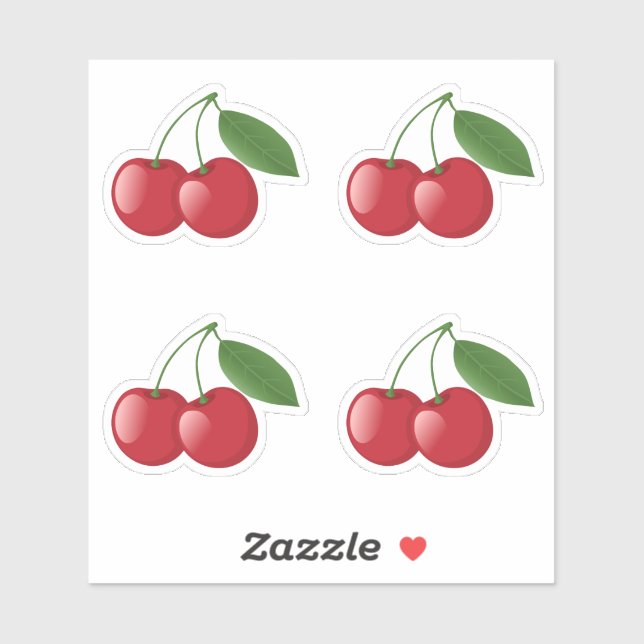 Sticker Cerises douces, Ensemble de 4 (Feuille)