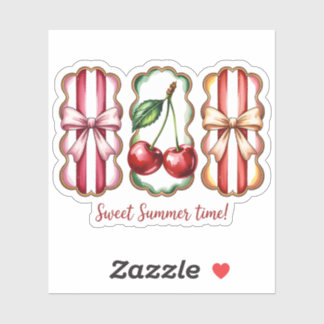 Sticker Cerises et rubans à l'aquarelle vintage Douceur