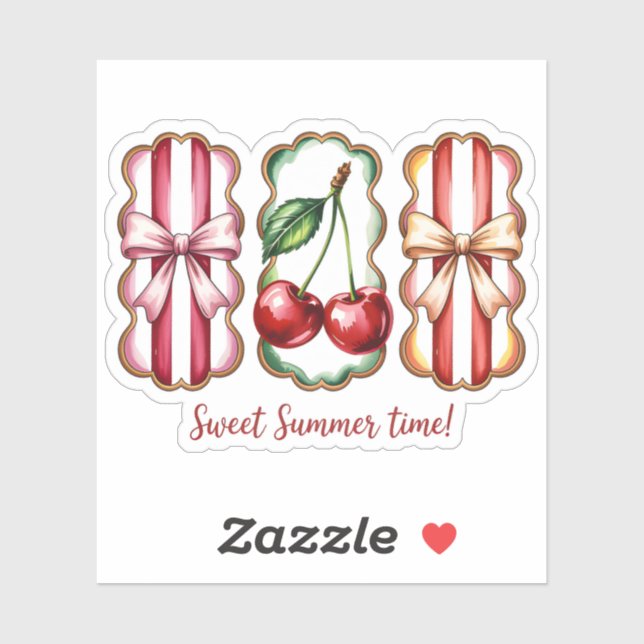 Sticker Cerises et rubans à l'aquarelle vintage Douceur (Feuille)