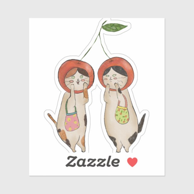 Sticker Cerises Félinées (Feuille)