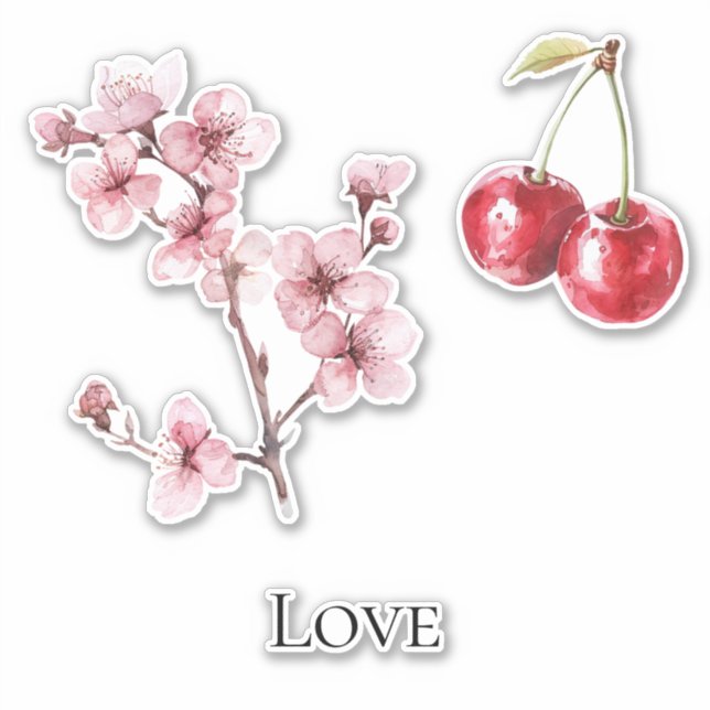 Sticker Cerises Fleur de Cerisier Amour (Devant)