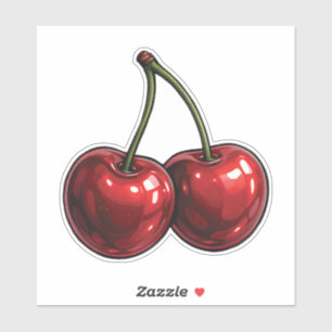 Sticker Cerises Rouges avec Nœud Rose Chic Cottage Coquett