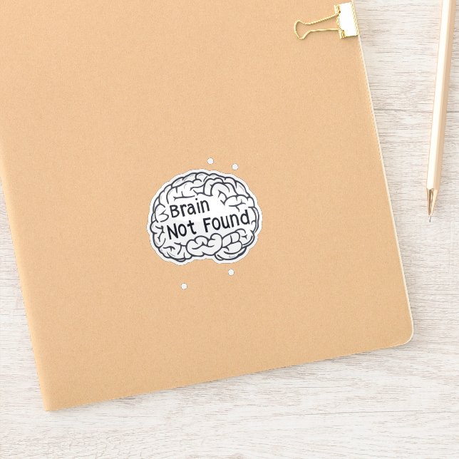 Sticker Cerveau non trouvé Drôle Slogan (Carnet)