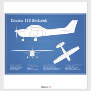 Sticker Cessna 172 Skyhawk - Plan directeur de l'avion ABD