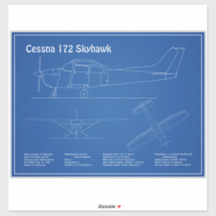 Sticker Cessna 172 Skyhawk - Plan directeur de l'avion AD
