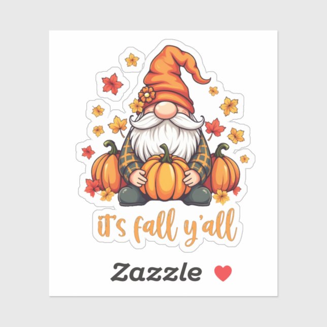 Sticker C'est Automne Y'all Gnomes Citrouille Automne Than (Feuille)