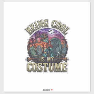 Sticker C'est Cool C'est Déguisement Halloween Cimetière d