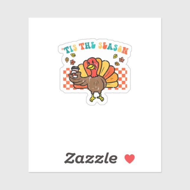 Sticker C'est La Saison Dinde Café Thanksgiving Automne Ho (Feuille)