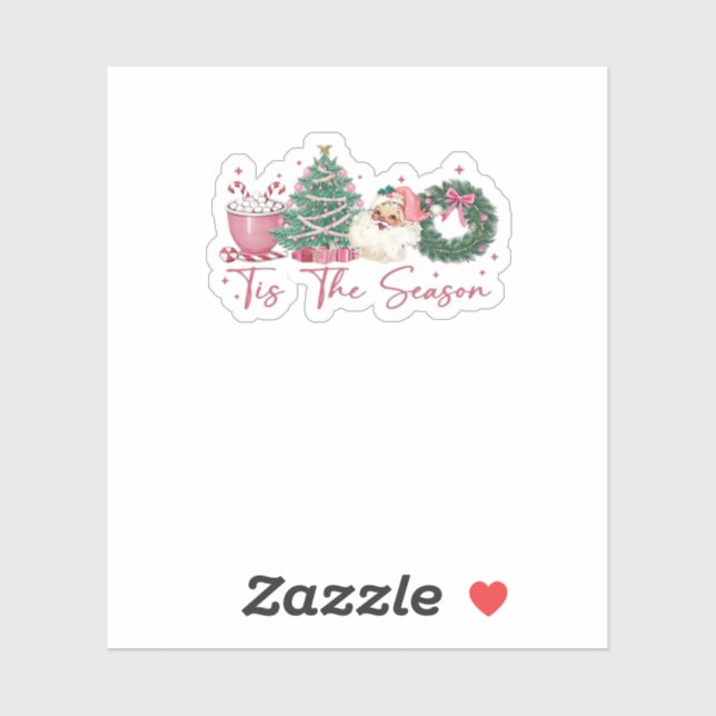 Sticker C'est la saison Joyeux Noël Mignon Xmas Café Ch (Feuille)