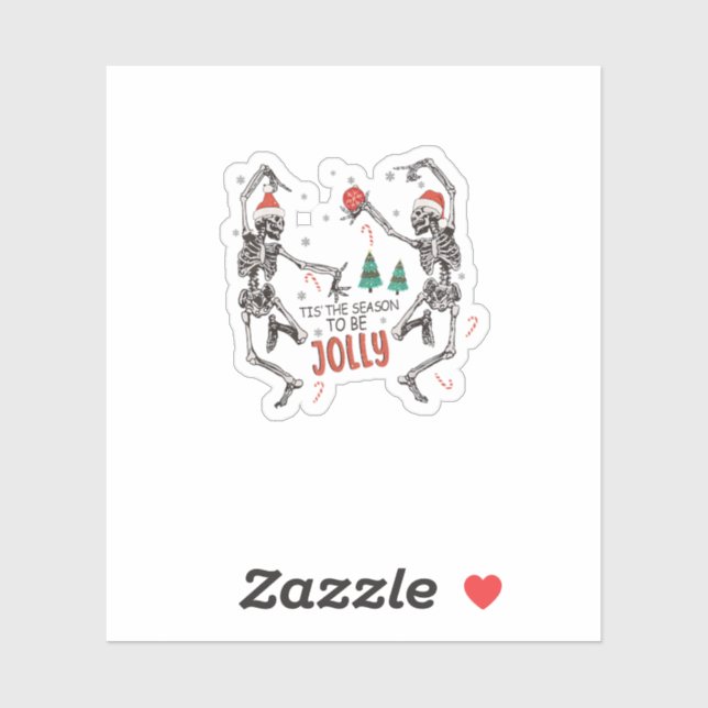 Sticker C'Est La Saison Pour Jolly Funny Christmas Skeleto (Feuille)