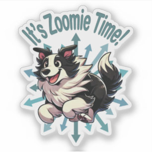 Sticker C'est l'heure de Zoomie Border Collie