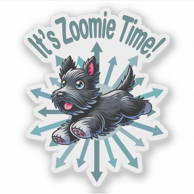 Sticker C'est l'heure de Zoomie Scottish Terrier (Devant)