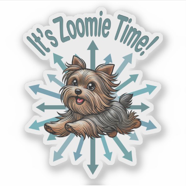 Sticker C'est l'heure de Zoomie Yorkshire Terrier (Devant)