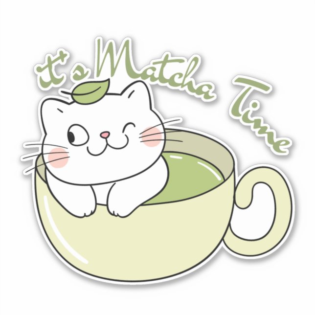 Sticker c'est l'heure du matcha , matcha  (Devant)