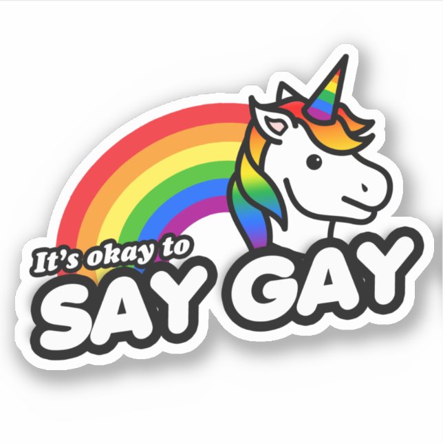 Sticker C'est Okay de Dire Licorne Gay (Devant)